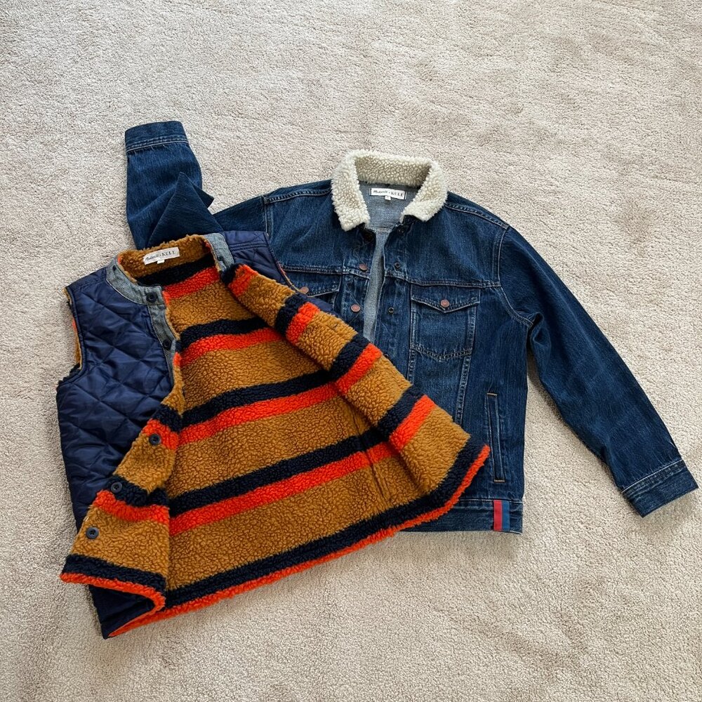 Madewell x Kule Sherpa-Lined Oversized Denim Jacket Removable Vest Lining Small